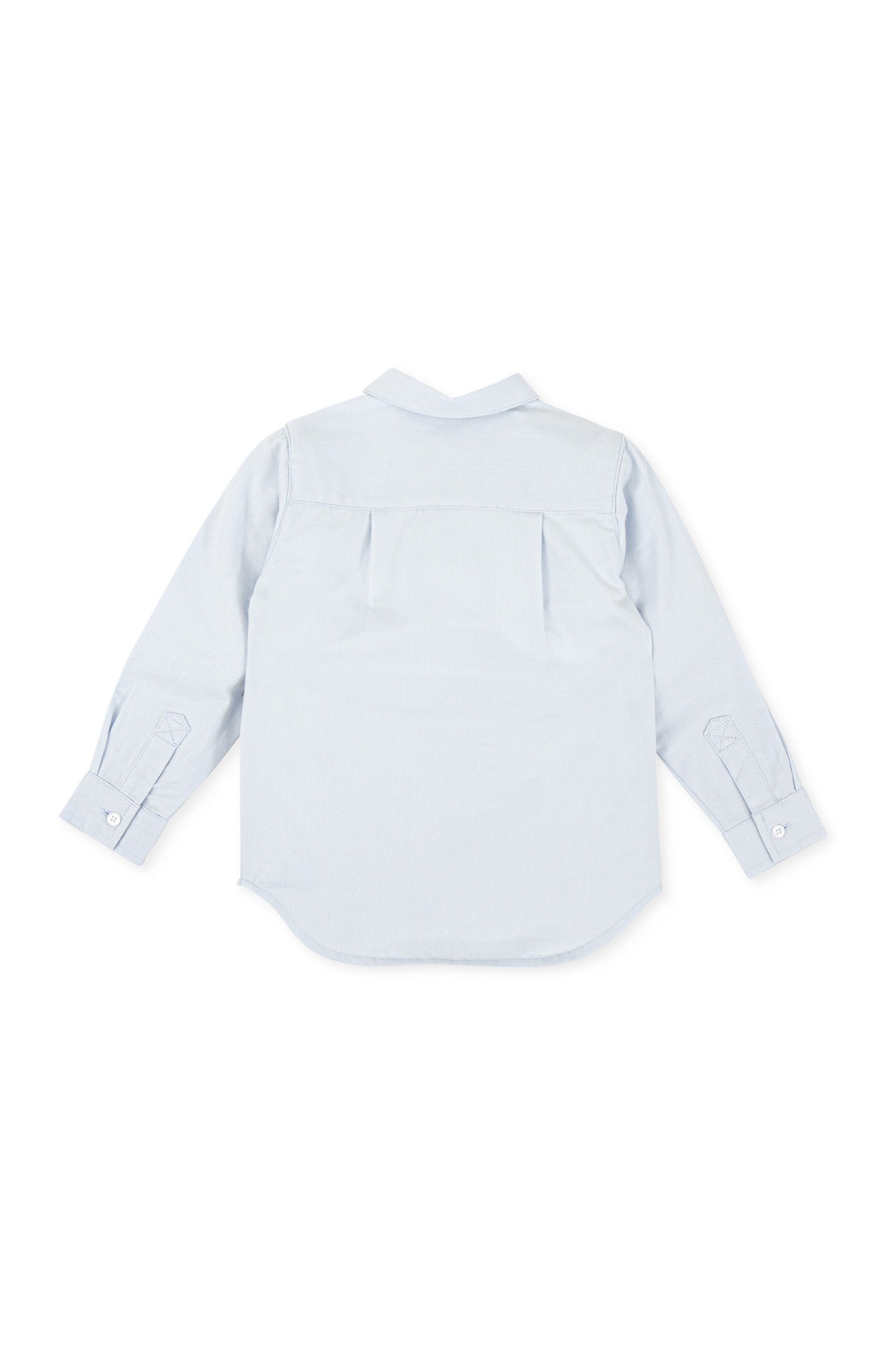 Sky Blue Cotton Viyela Shirt with Embroidered Logo for Kids