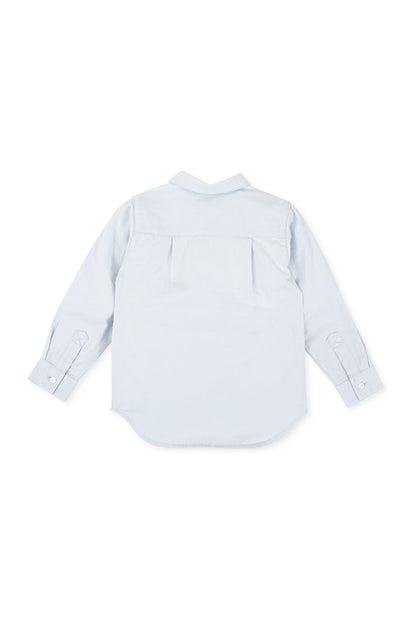 Sky Blue Cotton Viyela Shirt with Embroidered Logo for Kids