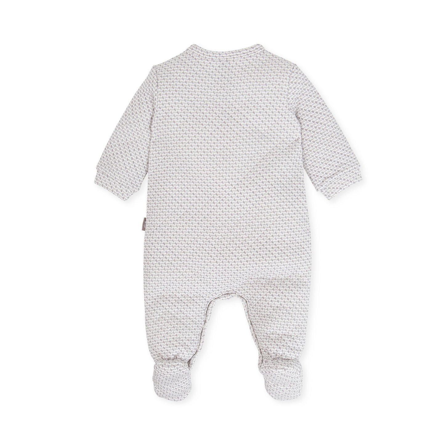 Cozy Taupe Quilted Baby Romper with Bear Embroidery