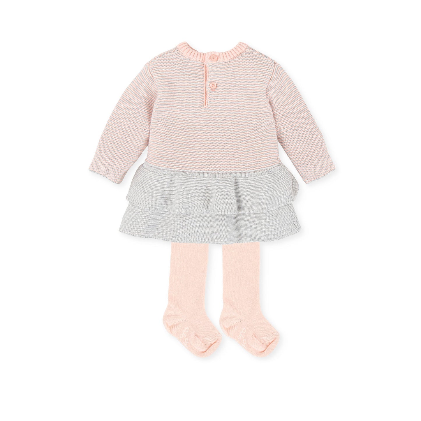 Newborn Striped Knit Dress & Soft Pink Tights Set