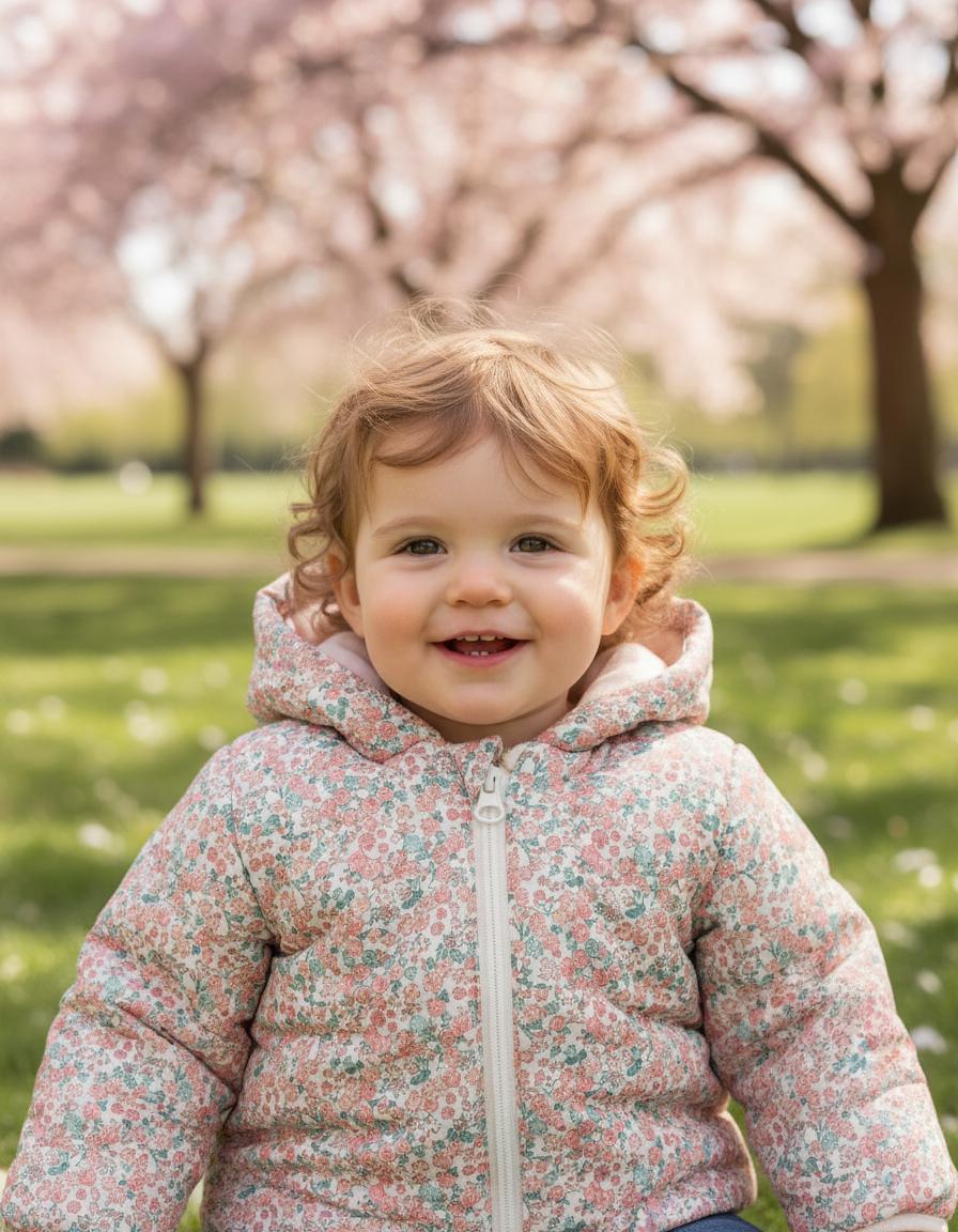 Cozy Newborn Floral Duffle Coat - Soft Polyester Warmth