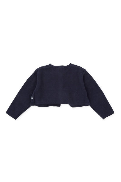 Navy Blue Knit Jacket with Braided Patterns - Versatile & Durable