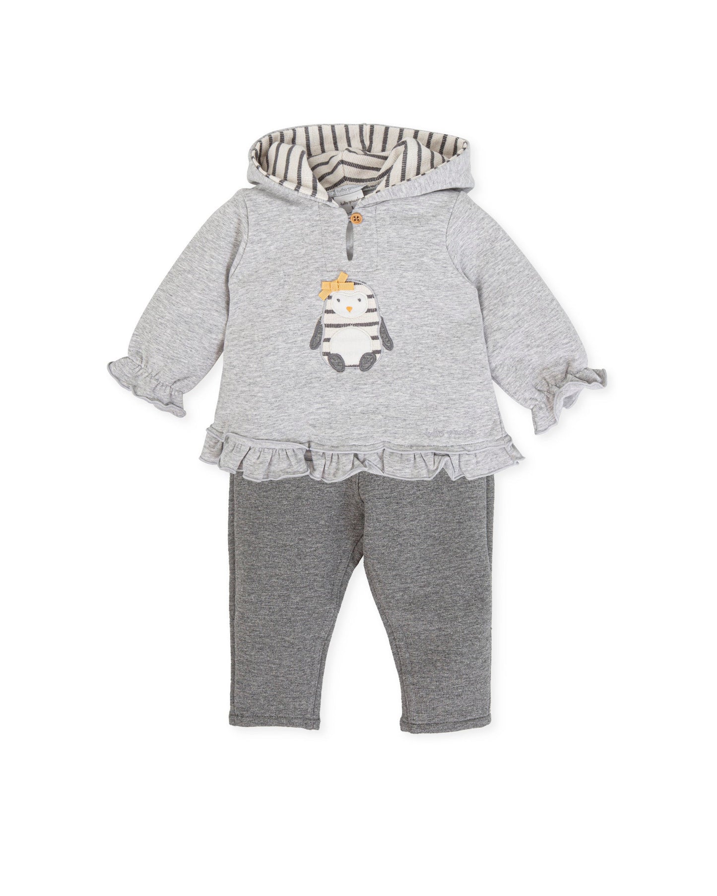 Cozy 2-Piece Gray Lounge Set with Penguin Applique