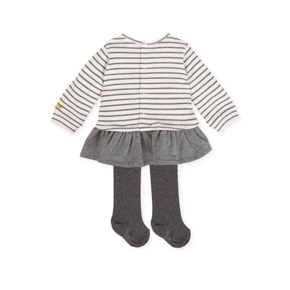 Anthracite Knit Dress & Tights Set for Kids - Cozy & Stylish