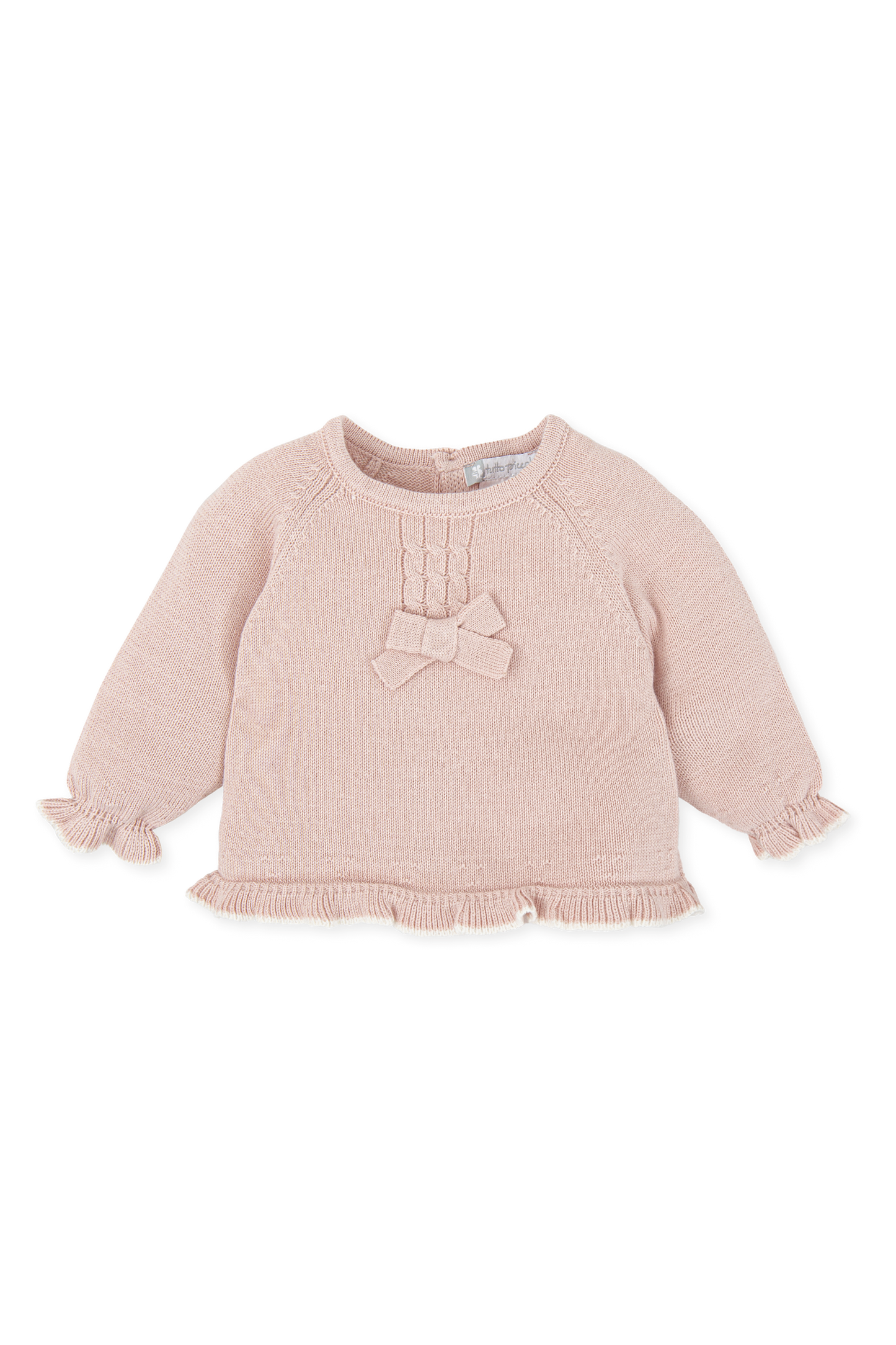 Charming Pink Newborn Knit Jumper with Braided Trim & Bow