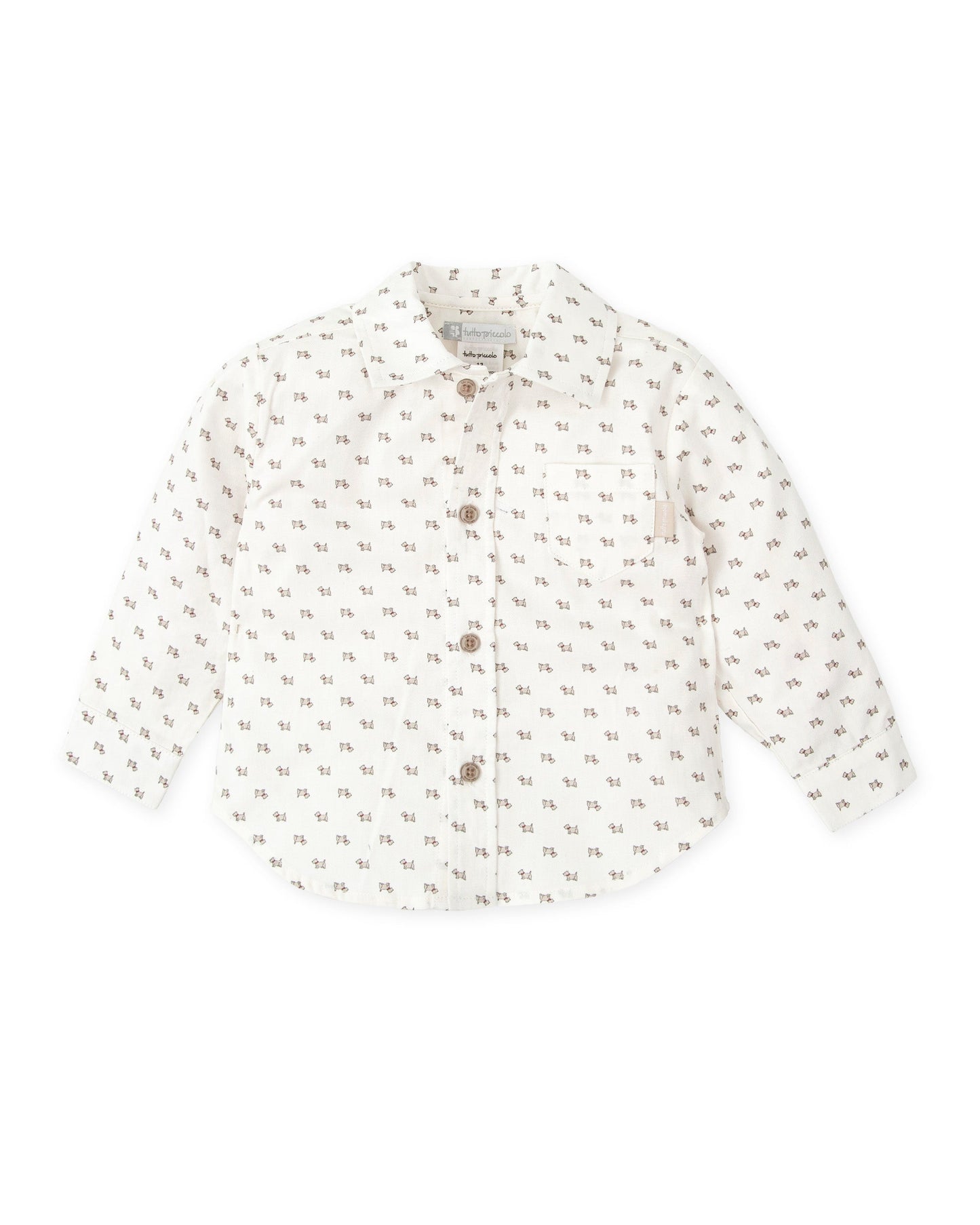 Tutto Piccolo Puppy Print Long Sleeve Viyella Shirt for Kids