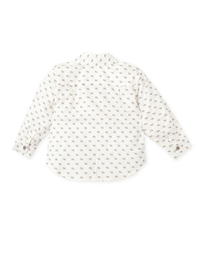 Tutto Piccolo Puppy Print Long Sleeve Viyella Shirt for Kids
