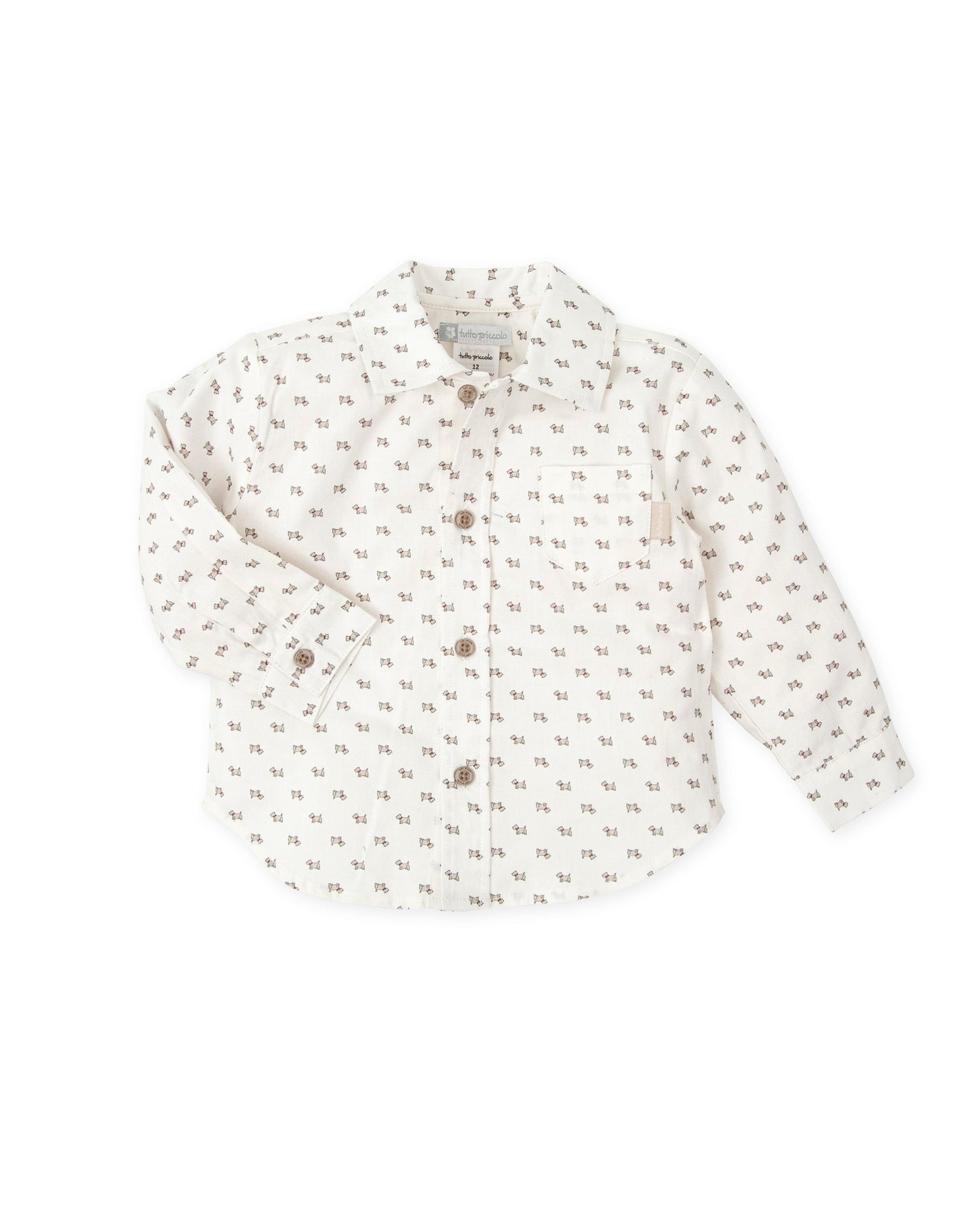 Tutto Piccolo Puppy Print Long Sleeve Viyella Shirt for Kids