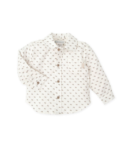 Tutto Piccolo Puppy Print Long Sleeve Viyella Shirt for Kids
