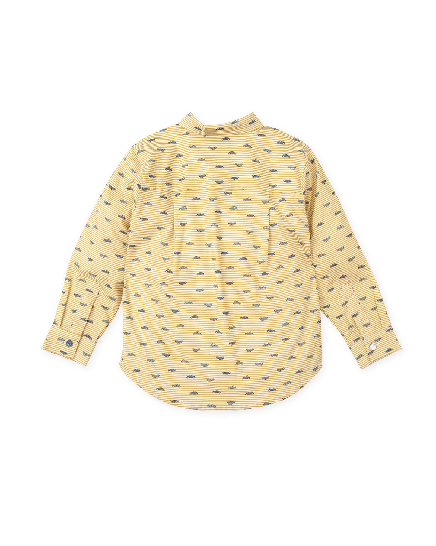 Men's Mustard Oxford Shirt with Car Print - 100% Cotton