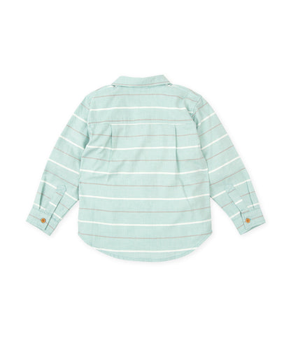Sea Green Striped Cotton Shirt for Kids by Tutto Piccolo