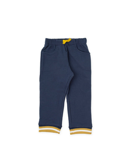 Men's Navy Blue Stretch Cotton Trousers - Comfortable & Stylish