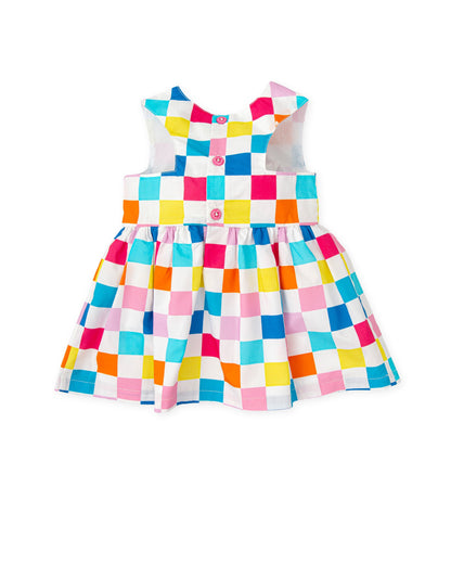 Vibrant Multicolor Plaid Strappy Dress with Satin Finish