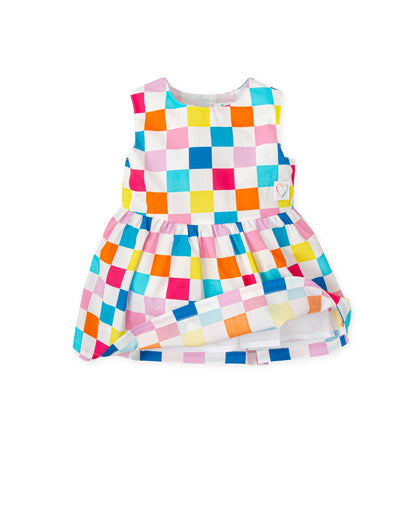 Vibrant Multicolor Plaid Strappy Dress with Satin Finish