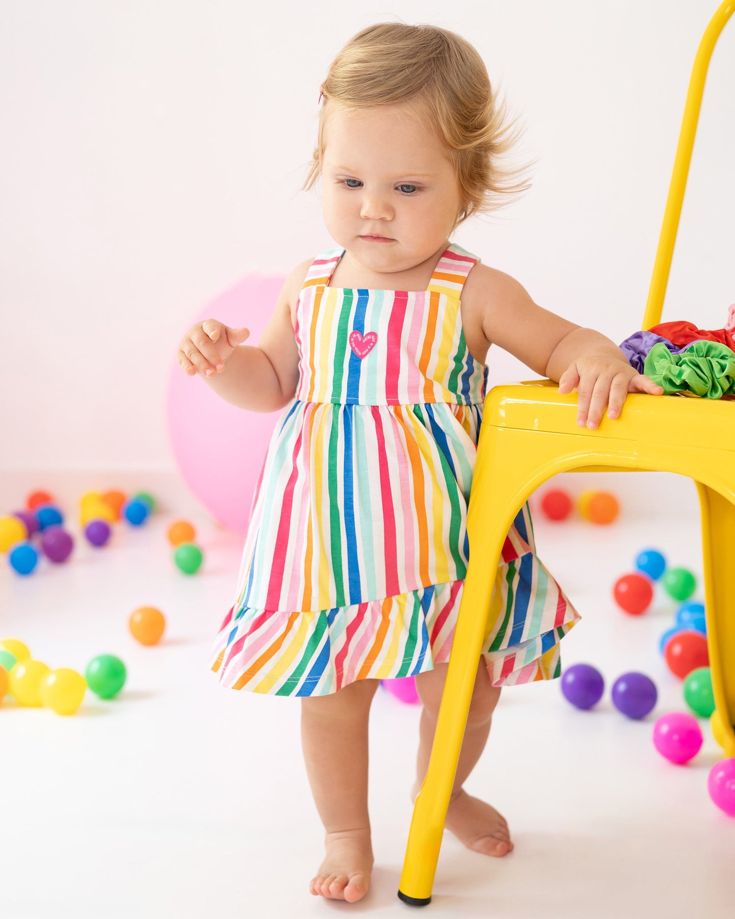 Vibrant Multicolored Striped Cotton Summer Dress