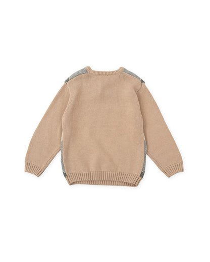 Cozy Kids' Sand Sweater with Diamond Knit Pattern