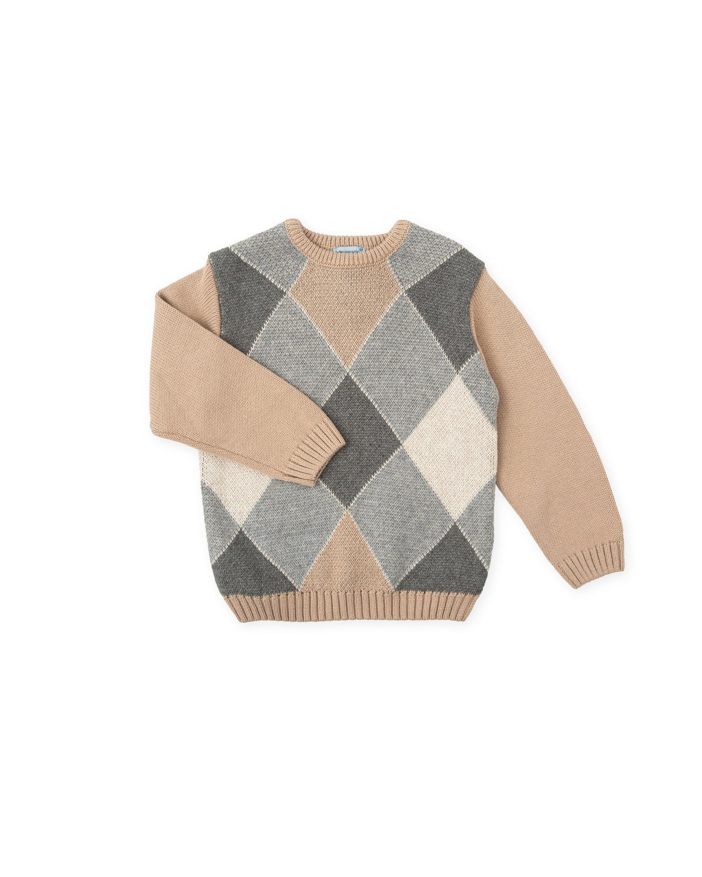 Cozy Kids' Sand Sweater with Diamond Knit Pattern