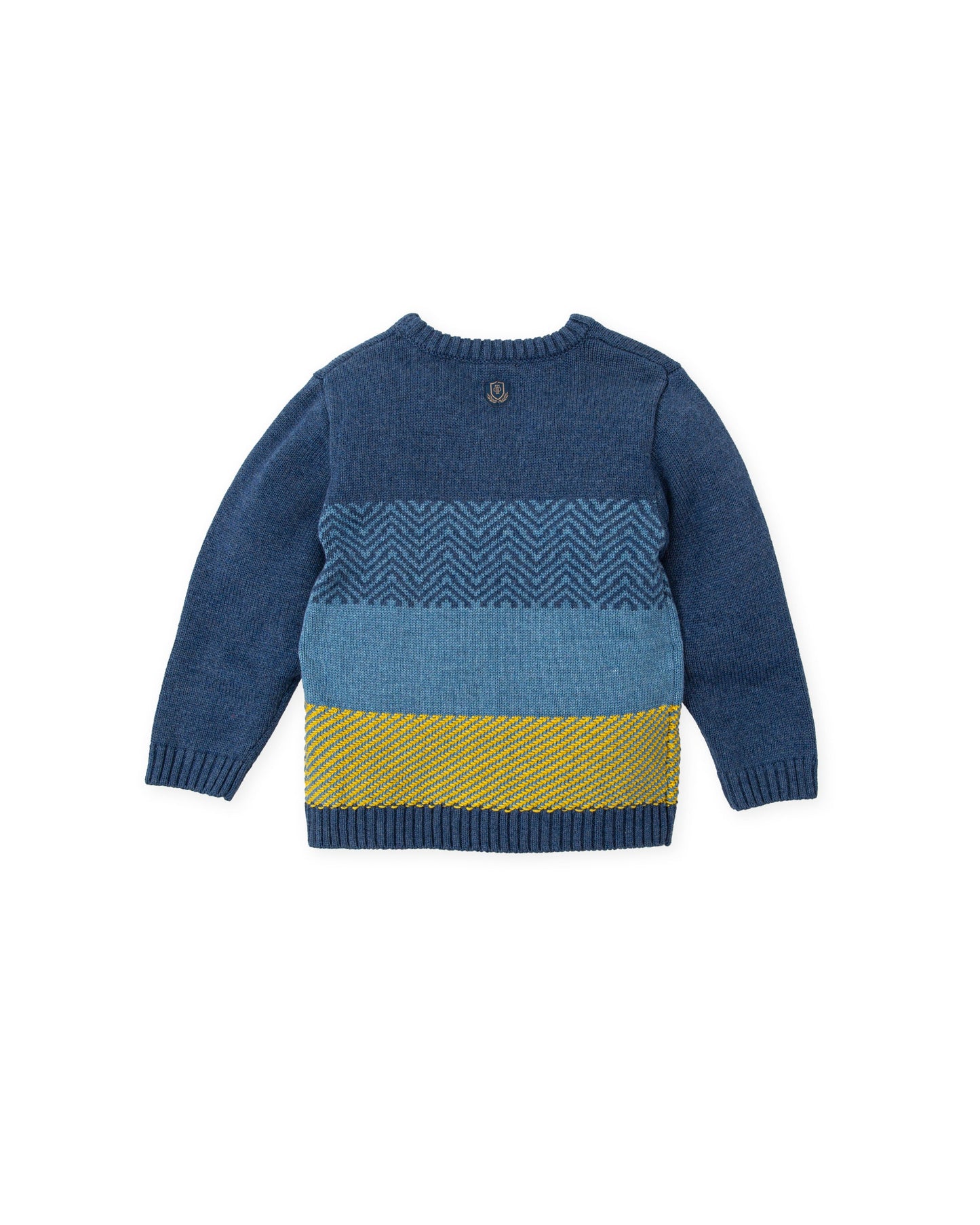 Men's Atlantic Blue Knit Sweater with Intricate Detailing
