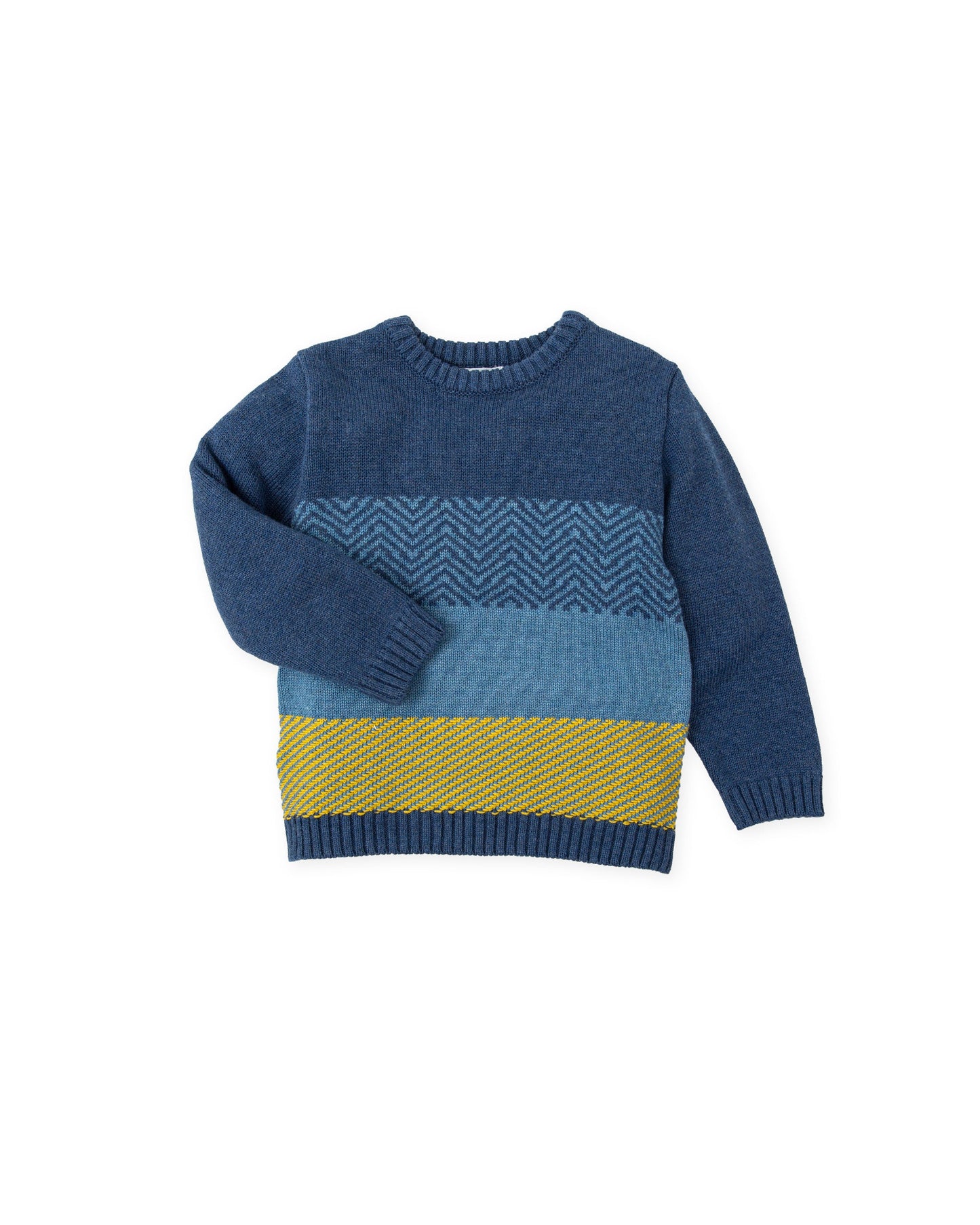 Men's Atlantic Blue Knit Sweater with Intricate Detailing