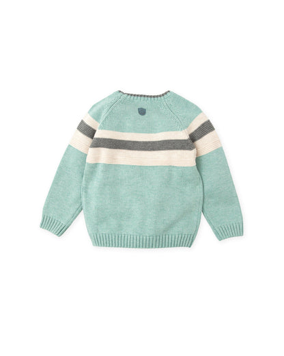 Stylish Sea Green Stripe Sweater for Kids - Tutto Piccolo