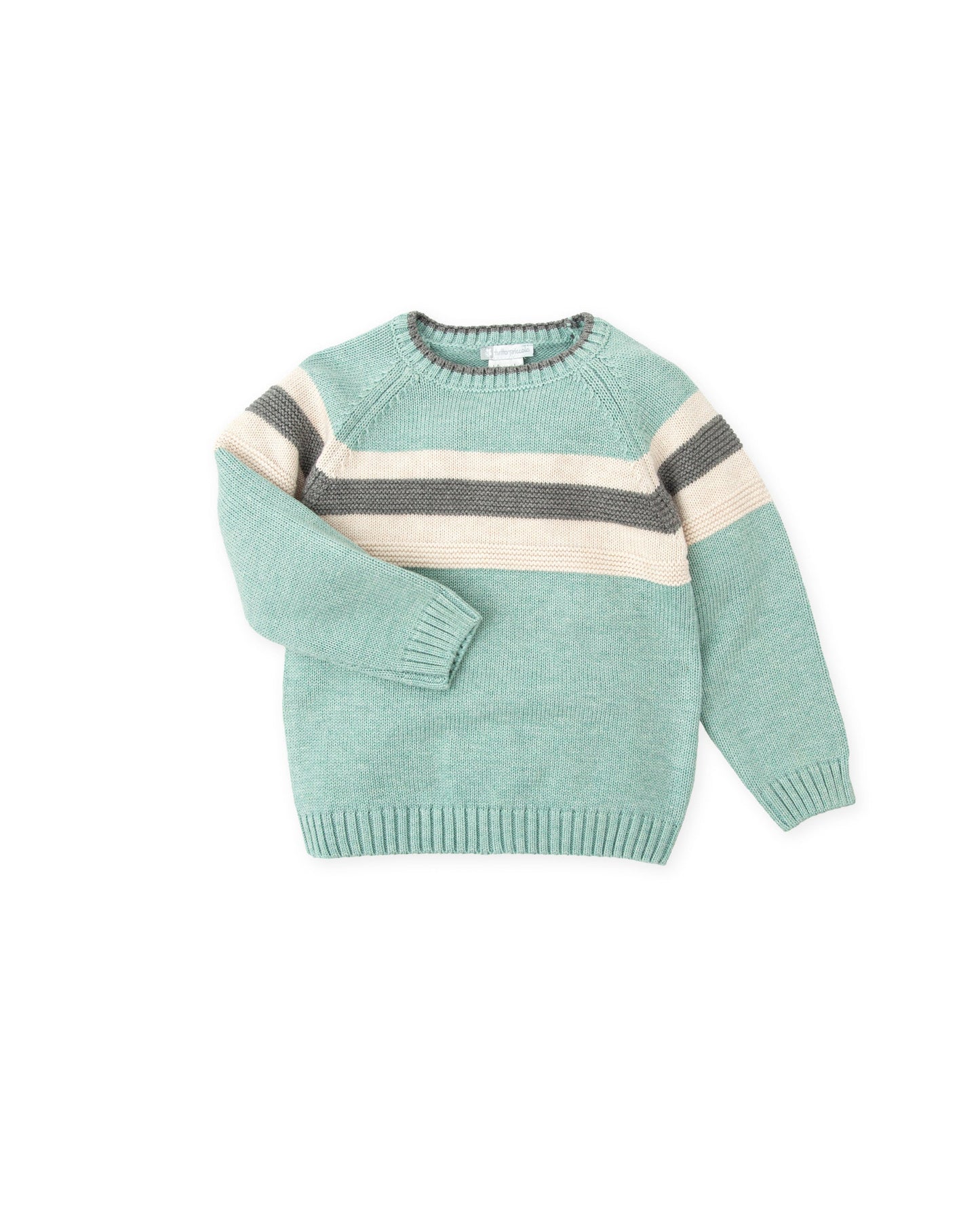 Stylish Sea Green Stripe Sweater for Kids - Tutto Piccolo
