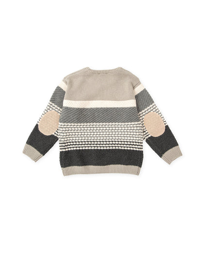Cozy Grey Striped Knit Sweater for Kids | Tutto Piccolo