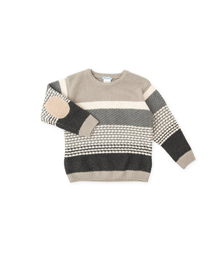 Cozy Grey Striped Knit Sweater for Kids | Tutto Piccolo