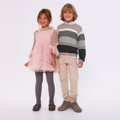 Cozy Grey Striped Knit Sweater for Kids | Tutto Piccolo