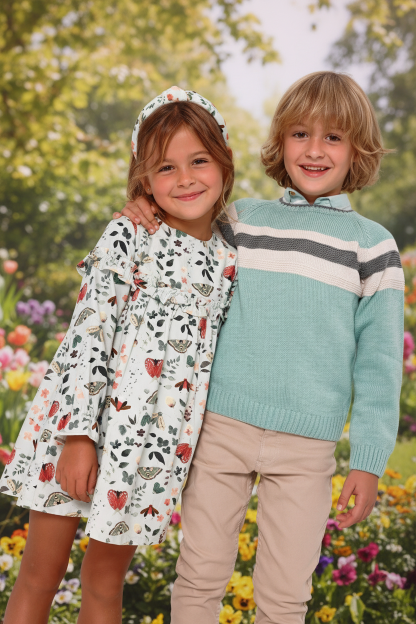 Stylish Sea Green Stripe Sweater for Kids - Tutto Piccolo