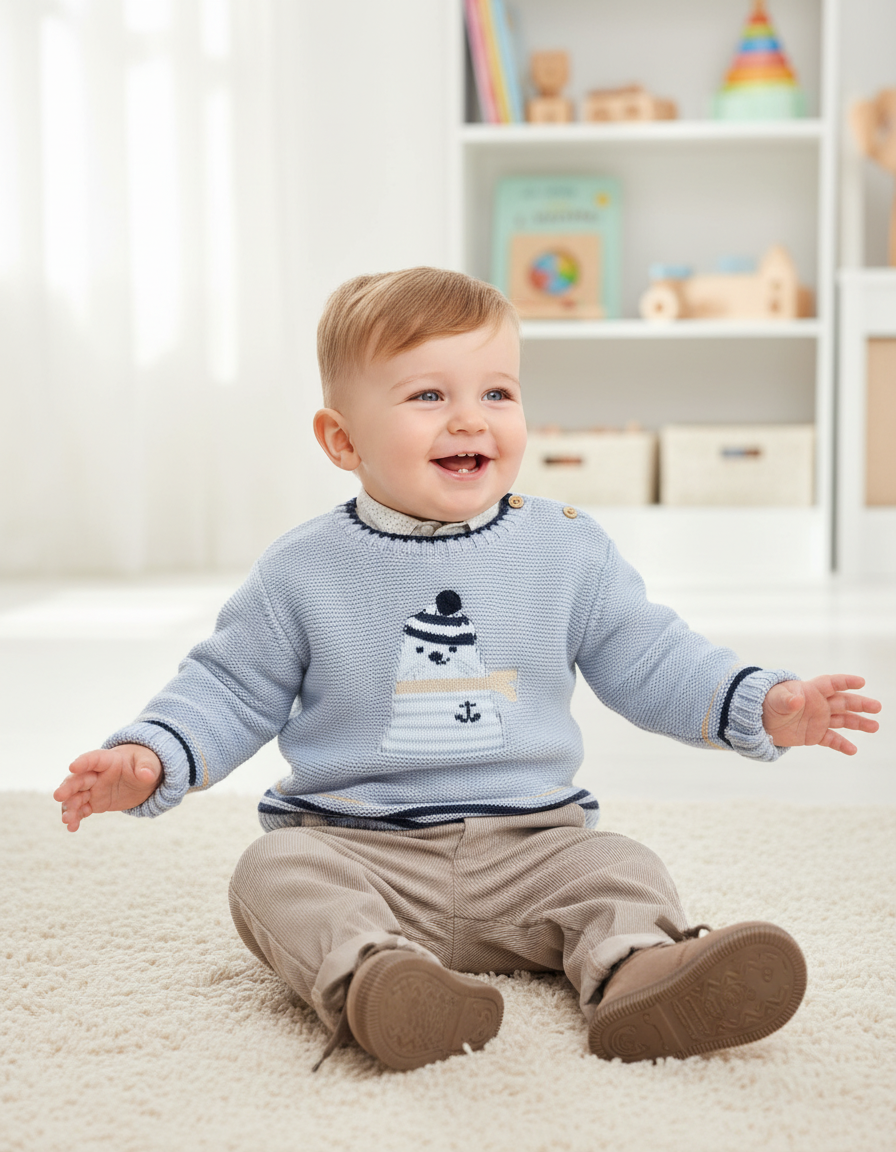 Charming Sailor Seal Knit Sweater for Kids - Cozy & Stylish