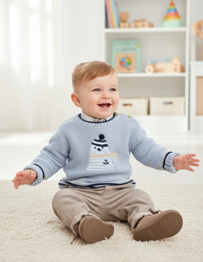 Charming Sailor Seal Knit Sweater for Kids - Cozy & Stylish